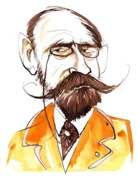 Emile Zola, novelista francés (1840-1902); caricatura